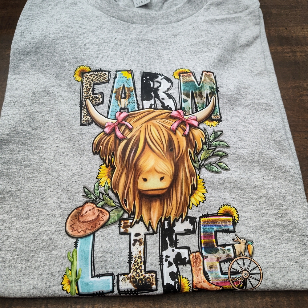 Gray Farm Life Gildan Adult Unisex Shirt Size Large nwot